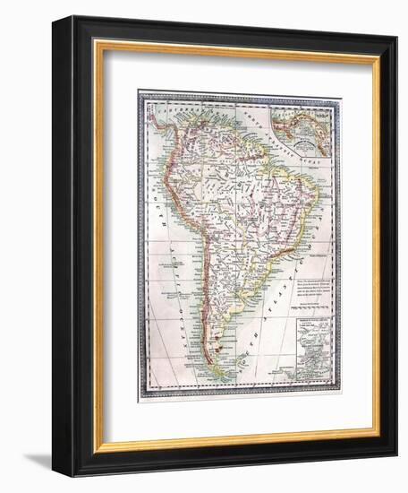 Old Map Of South America-Tektite-Framed Art Print