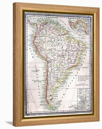 Old Map Of South America-Tektite-Framed Stretched Canvas