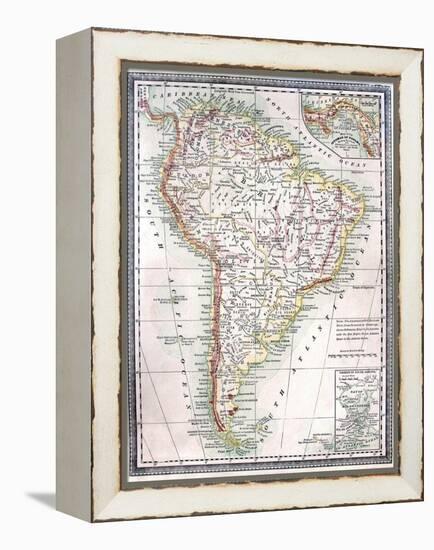 Old Map Of South America-Tektite-Framed Stretched Canvas