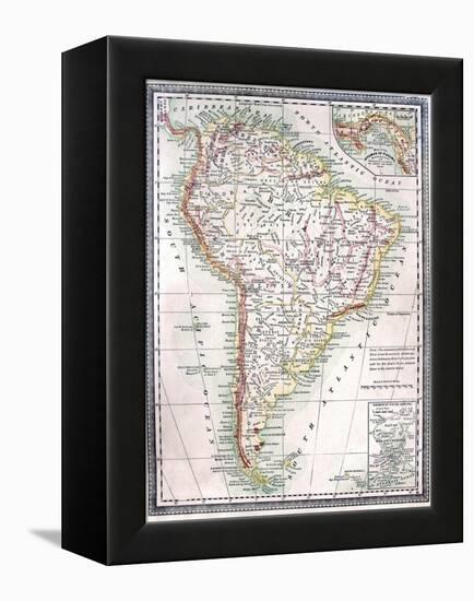 Old Map Of South America-Tektite-Framed Stretched Canvas
