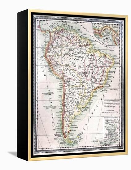 Old Map Of South America-Tektite-Framed Stretched Canvas