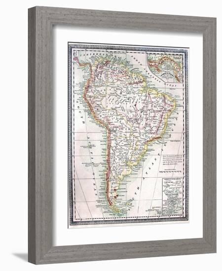 Old Map Of South America-Tektite-Framed Art Print