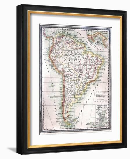 Old Map Of South America-Tektite-Framed Art Print