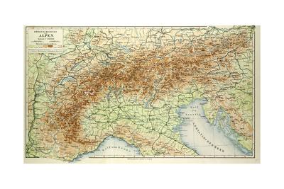 Old Map Of The Alps Giclee Print Art Com