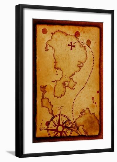 Old Map With A Compass On It-molodec-Framed Art Print