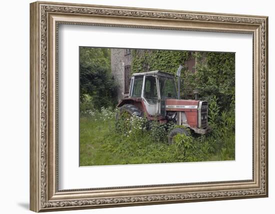 Old Massey Ferguson 698T Tractor Outside Farm Building, Norfolk, UK, June 2014-Ernie Janes-Framed Photographic Print