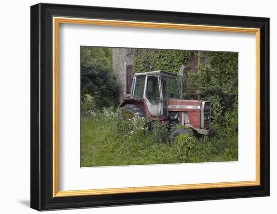 Old Massey Ferguson 698T Tractor Outside Farm Building, Norfolk, UK, June 2014-Ernie Janes-Framed Photographic Print