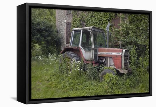 Old Massey Ferguson 698T Tractor Outside Farm Building, Norfolk, UK, June 2014-Ernie Janes-Framed Premier Image Canvas