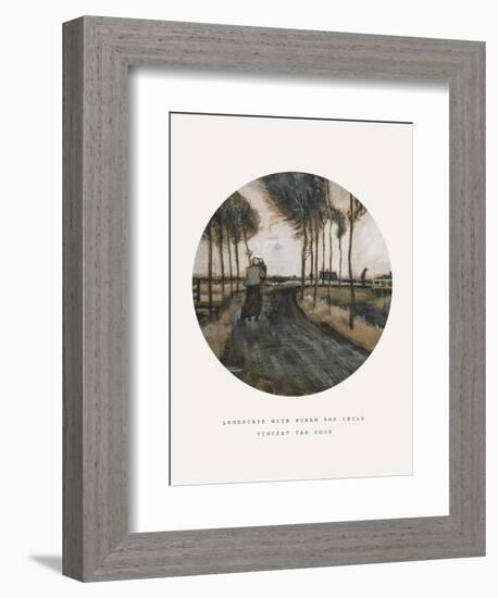 Old Masters, New Circles: Landscape with Woman and Child-Vincent van Gogh-Framed Premium Giclee Print