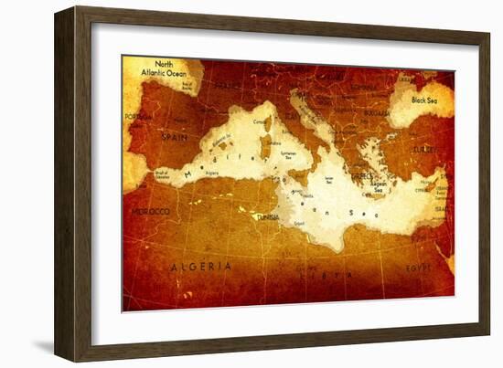 Old Mediterranean Map-goliath-Framed Art Print