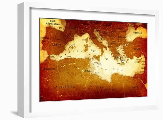 Old Mediterranean Map-goliath-Framed Art Print