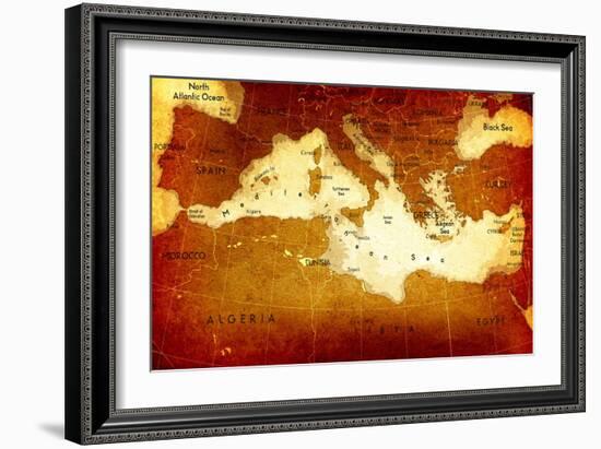 Old Mediterranean Map-goliath-Framed Art Print