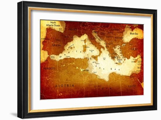 Old Mediterranean Map-goliath-Framed Art Print