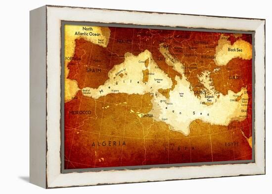 Old Mediterranean Map-goliath-Framed Stretched Canvas