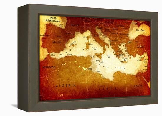 Old Mediterranean Map-goliath-Framed Stretched Canvas