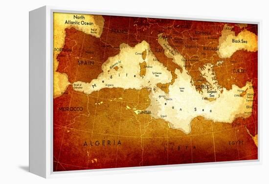 Old Mediterranean Map-goliath-Framed Stretched Canvas