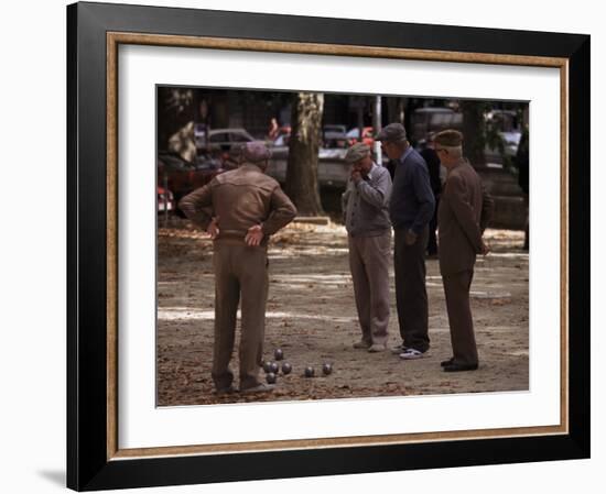 Old Men Playing Petanque, Nimes, Gard, Provence, France-John Miller-Framed Photographic Print