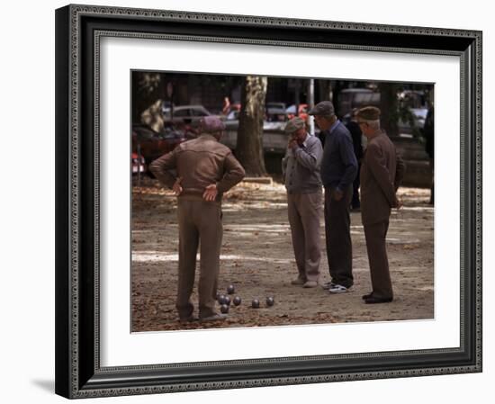 Old Men Playing Petanque, Nimes, Gard, Provence, France-John Miller-Framed Photographic Print