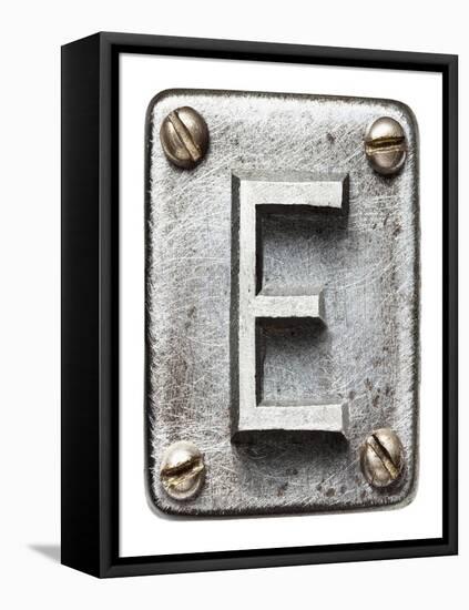 Old Metal Alphabet Letter E-donatas1205-Framed Stretched Canvas