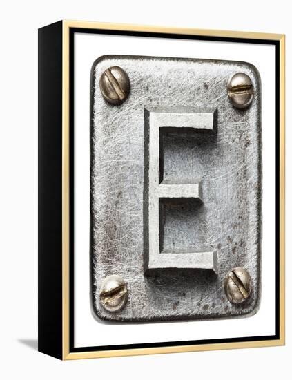 Old Metal Alphabet Letter E-donatas1205-Framed Stretched Canvas