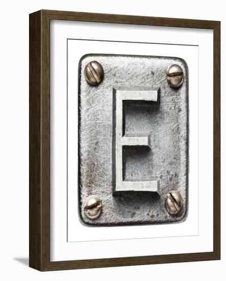 Old Metal Alphabet Letter E-donatas1205-Framed Art Print