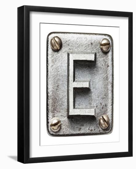 Old Metal Alphabet Letter E-donatas1205-Framed Art Print