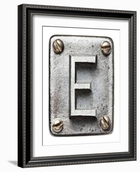 Old Metal Alphabet Letter E-donatas1205-Framed Art Print