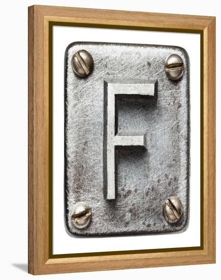 Old Metal Alphabet Letter F-donatas1205-Framed Stretched Canvas