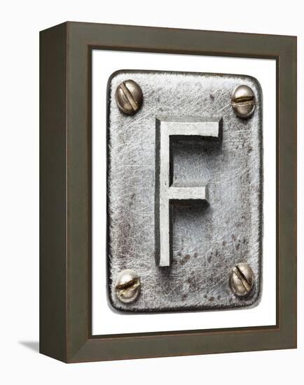 Old Metal Alphabet Letter F-donatas1205-Framed Stretched Canvas