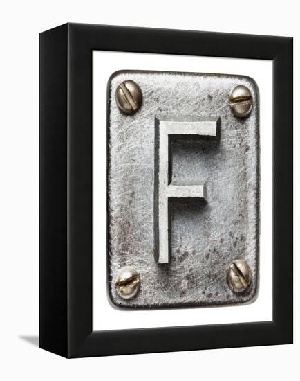 Old Metal Alphabet Letter F-donatas1205-Framed Stretched Canvas