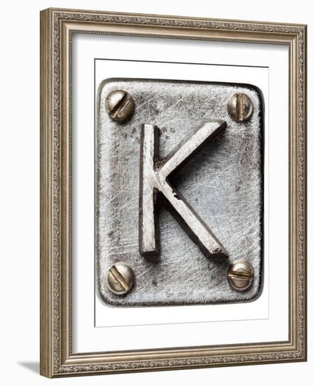 Old Metal Alphabet Letter K-donatas1205-Framed Art Print