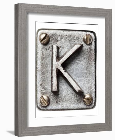 Old Metal Alphabet Letter K-donatas1205-Framed Art Print