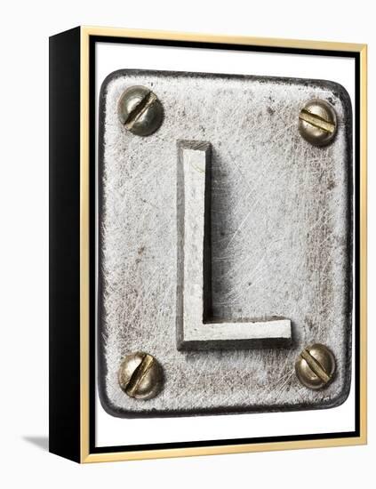 Old Metal Alphabet Letter L-donatas1205-Framed Stretched Canvas