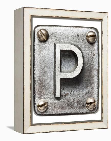 Old Metal Alphabet Letter P-donatas1205-Framed Stretched Canvas