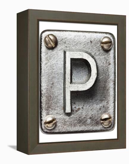 Old Metal Alphabet Letter P-donatas1205-Framed Stretched Canvas