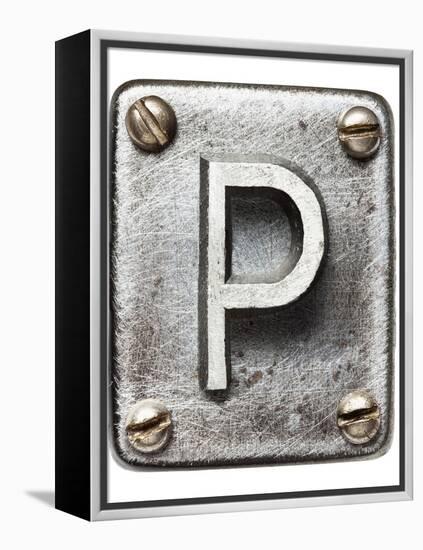 Old Metal Alphabet Letter P-donatas1205-Framed Stretched Canvas