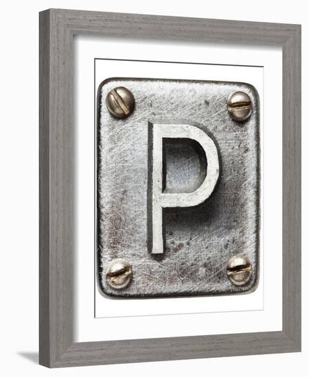 Old Metal Alphabet Letter P-donatas1205-Framed Art Print