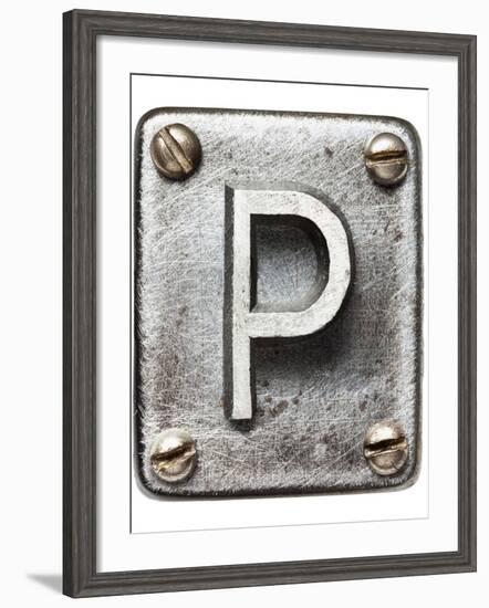 Old Metal Alphabet Letter P-donatas1205-Framed Art Print