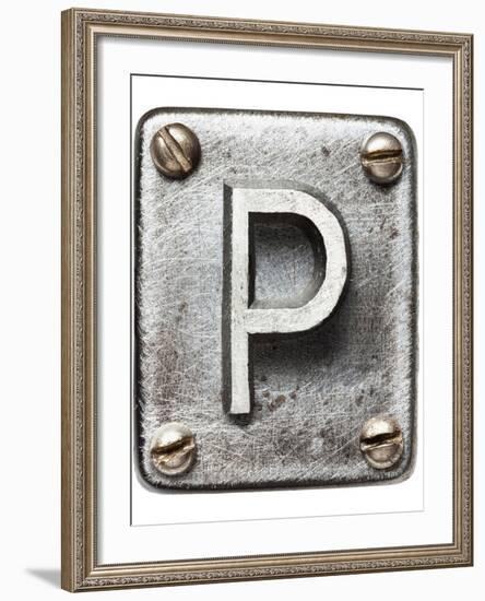 Old Metal Alphabet Letter P-donatas1205-Framed Art Print