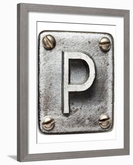 Old Metal Alphabet Letter P-donatas1205-Framed Art Print