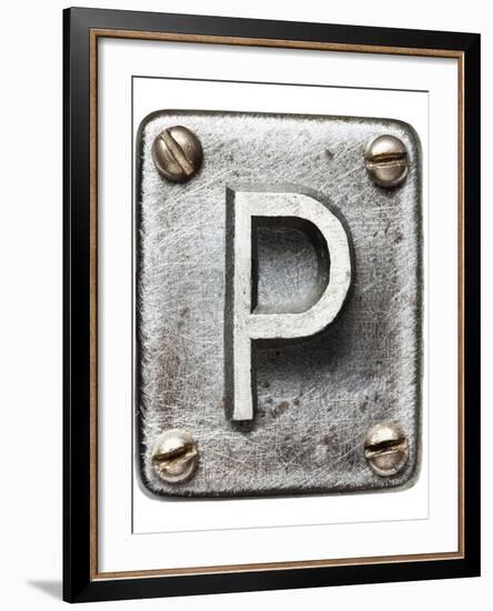 Old Metal Alphabet Letter P-donatas1205-Framed Art Print