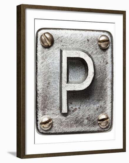 Old Metal Alphabet Letter P-donatas1205-Framed Art Print