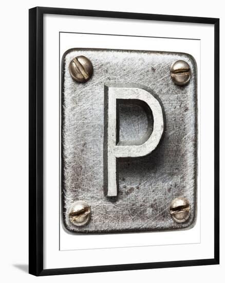 Old Metal Alphabet Letter P-donatas1205-Framed Art Print