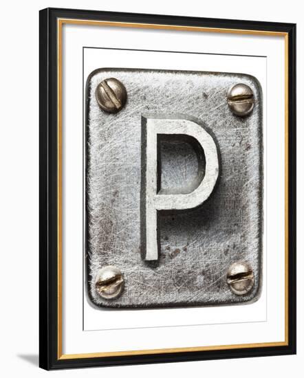 Old Metal Alphabet Letter P-donatas1205-Framed Art Print