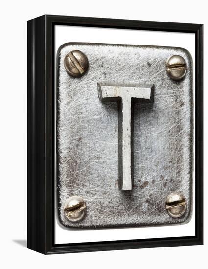 Old Metal Alphabet Letter T-donatas1205-Framed Stretched Canvas