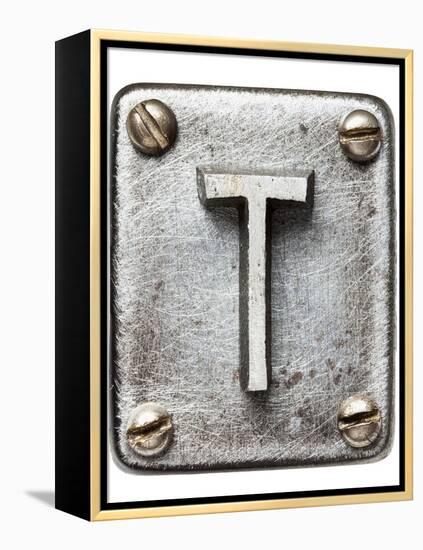 Old Metal Alphabet Letter T-donatas1205-Framed Stretched Canvas