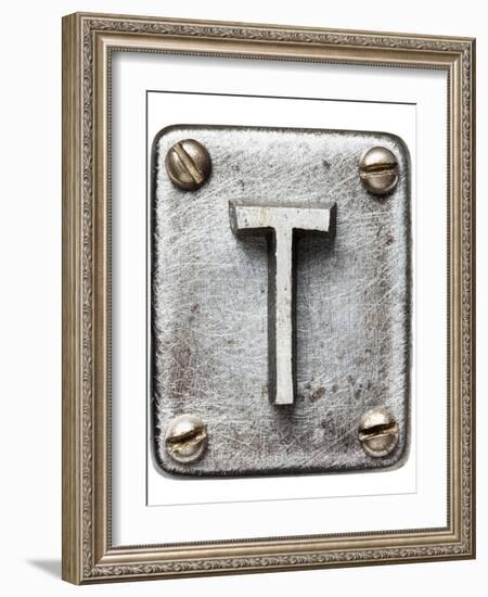 Old Metal Alphabet Letter T-donatas1205-Framed Art Print