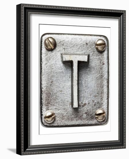 Old Metal Alphabet Letter T-donatas1205-Framed Art Print