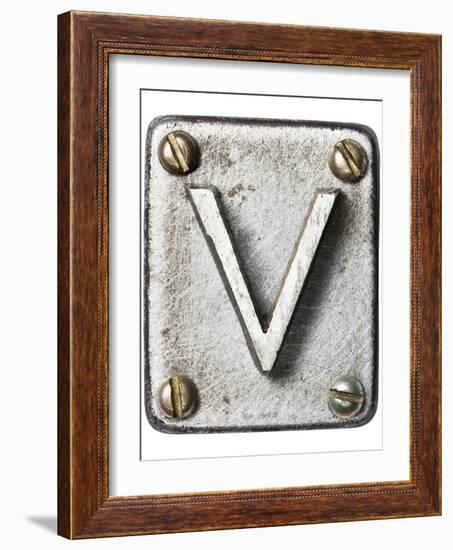 Old Metal Alphabet Letter V-donatas1205-Framed Art Print