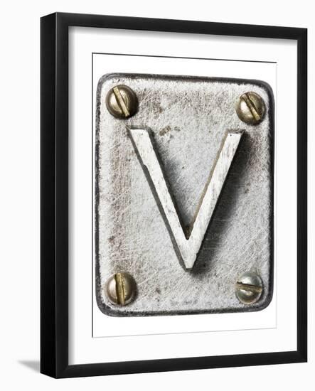 Old Metal Alphabet Letter V-donatas1205-Framed Art Print